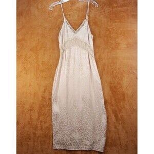 ALICE MCCALL Womens Dress Size 4 Tan Midi Slip Cheetah Lace Slits THE FEELING